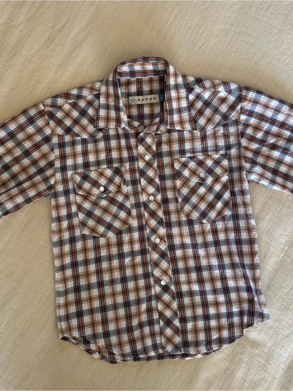 Boys Roper Plaid Western Snap Short-Sleeved Shirt